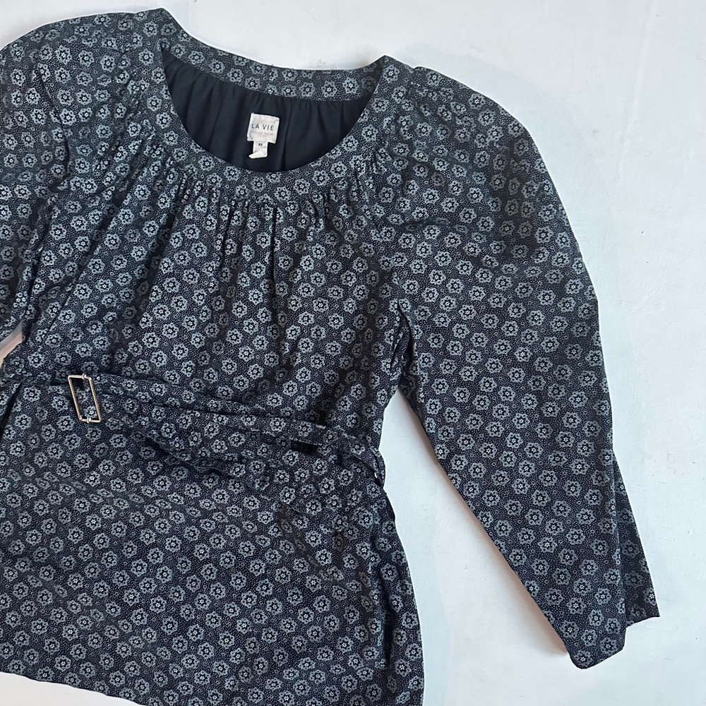 La Vie Rebecca Taylor Violette Floral Poplin Belted Top - Picture 4 of 7